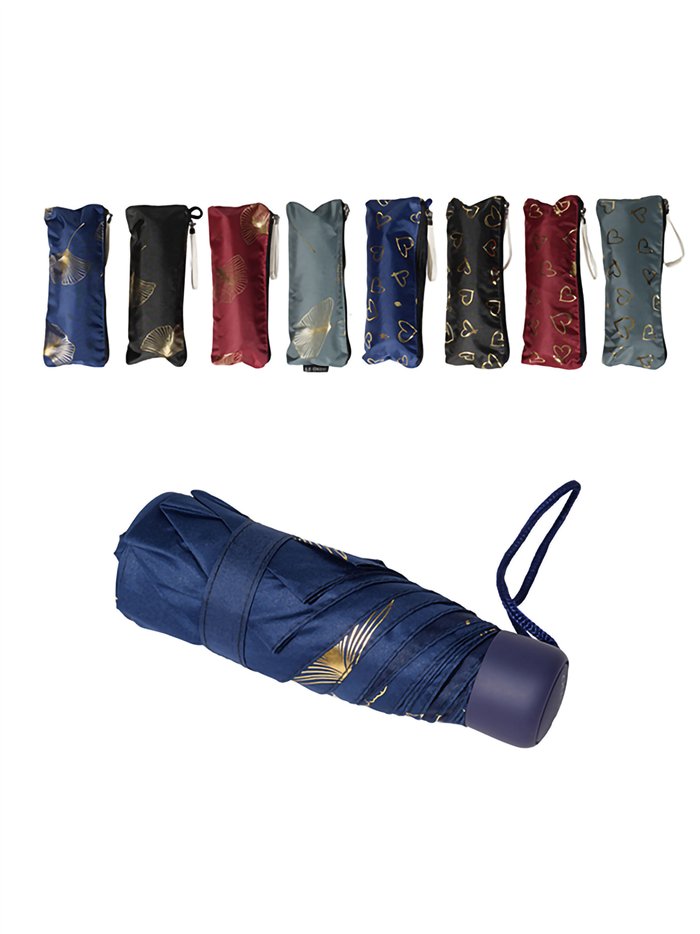 Mini paraguas plegable estampado metalizado no automático antiviento