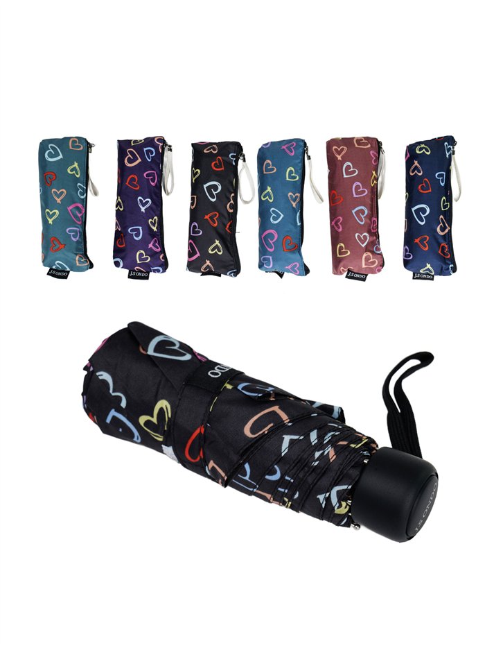 Mini paraguas plegable corazoncitos no automático antiviento