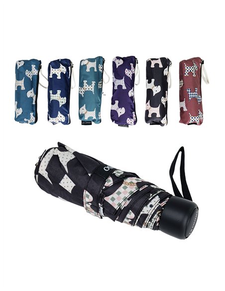 Mini paraguas plegable perritos no automático antiviento
