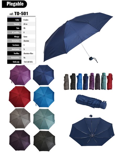 Mini paraguas plegable liso no automático antiviento