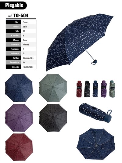 Mini paraguas plegable lunares no automático antiviento