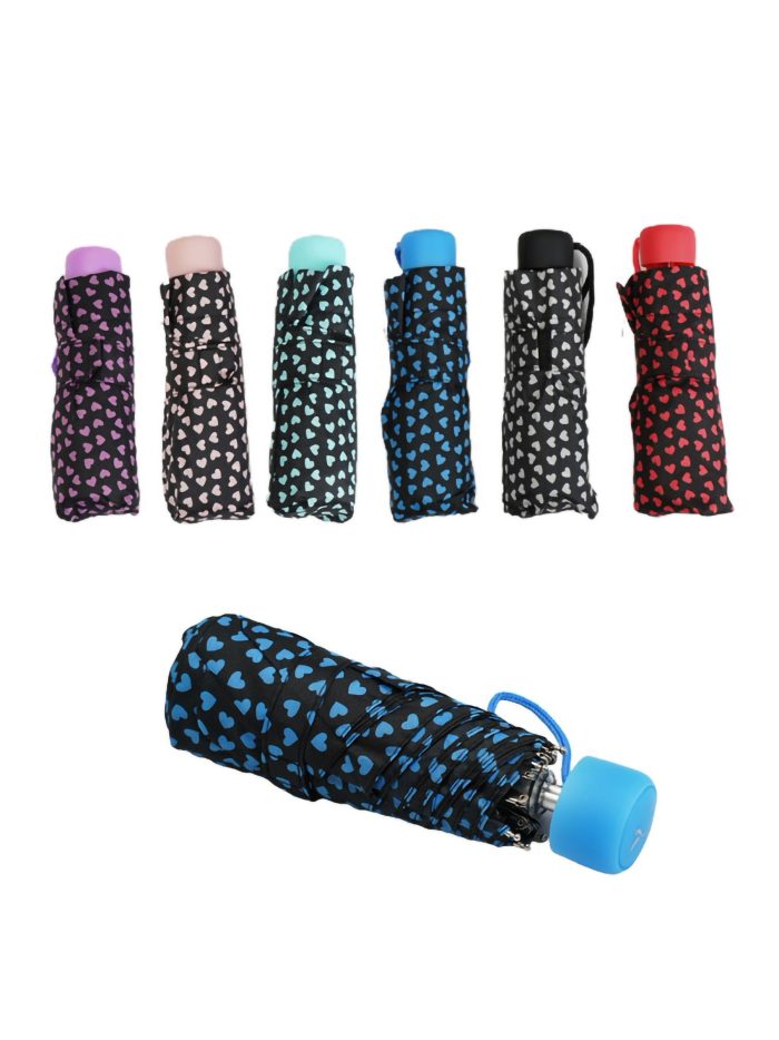 Mini paraguas plegable corazoncitos no automático antiviento