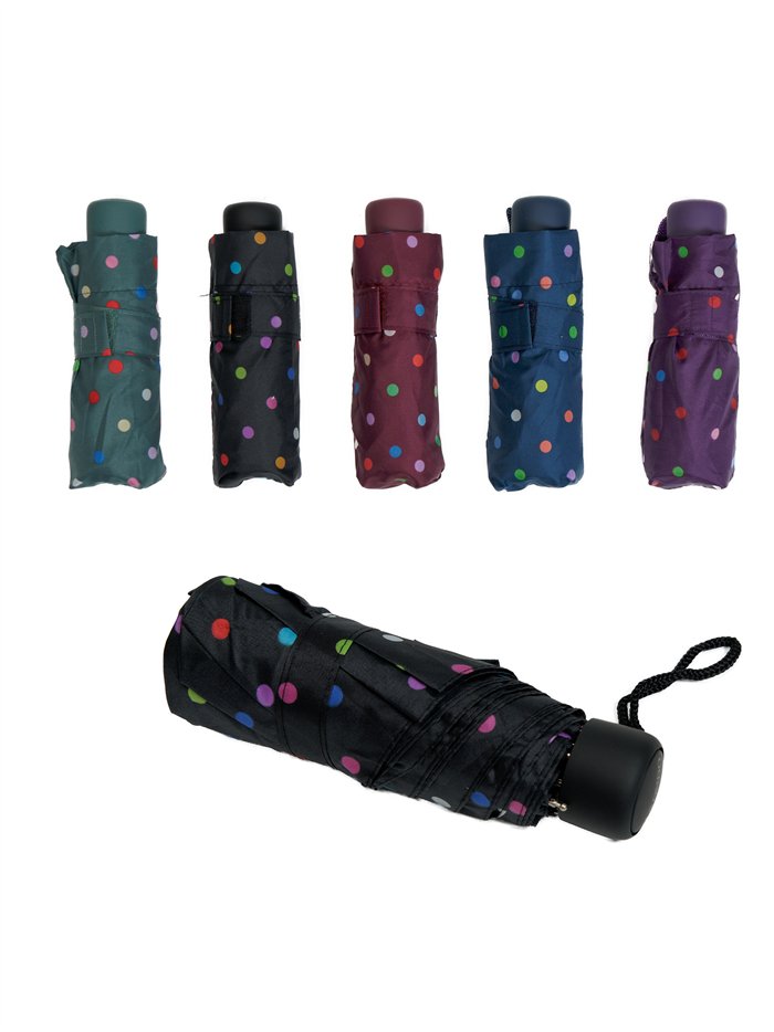 Mini parapluie pliable à pois non automatique anti-vent