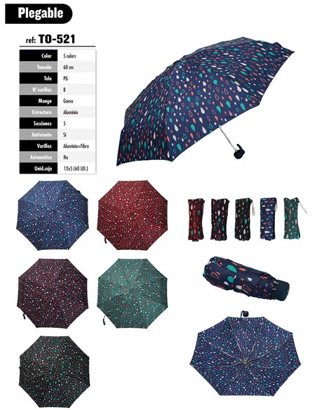 Mini paraguas plegable gotas de lluvia  no automático antiviento