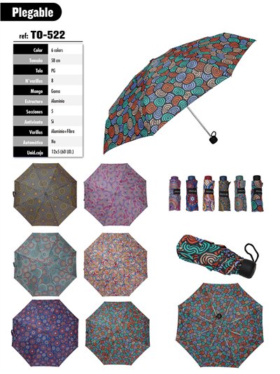 Mini paraguas plegable mandala no automático antiviento