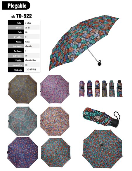 Mini paraguas plegable mandala no automático antiviento