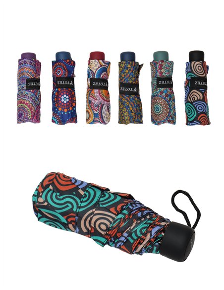 Mini paraguas plegable mandala no automático antiviento