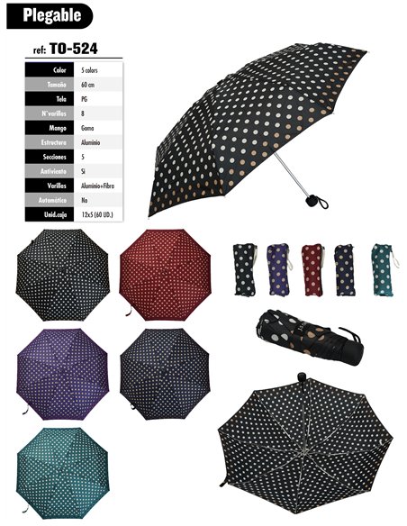 Mini paraguas plegable lunares no automático antiviento