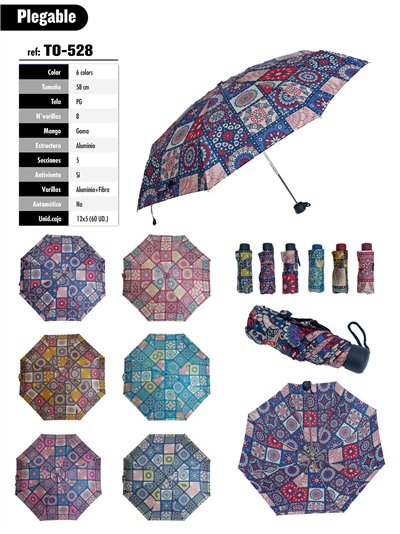 Mini paraguas plegable mandala no automático antiviento