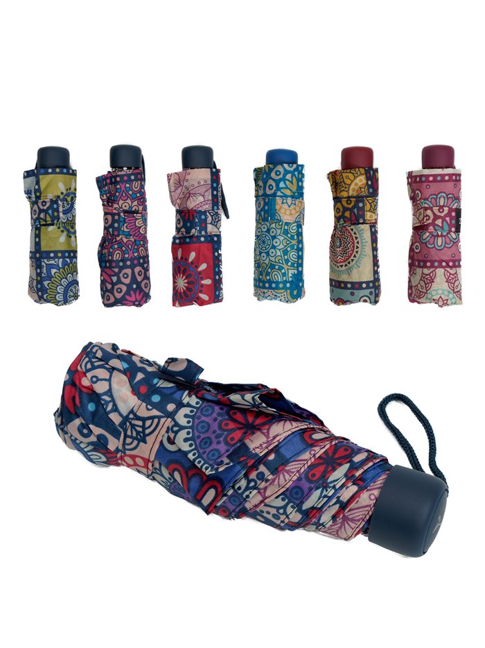 Mini paraguas plegable mandala no automático antiviento