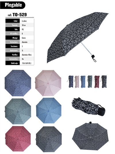 Mini paraguas plegable flores no automático antiviento