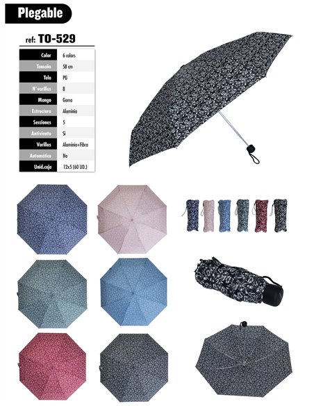 Mini paraguas plegable flores no automático antiviento