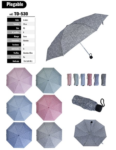 Mini paraguas plegable estampado no automático antiviento