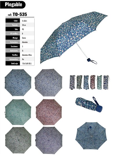 Mini paraguas plegable flores no automático antiviento