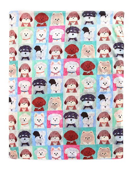 Pañuelo metalizado perritos efecto seda 70 X 180 CM