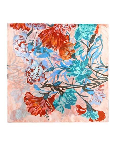 Floral print silk effect scarf 90 X 180 CM