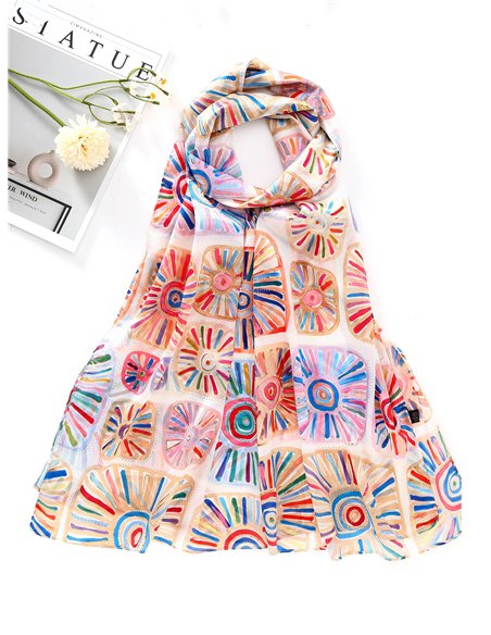 Pañuelo estampado metalizado efecto seda 70 X 180 CM