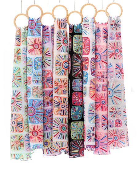 Pañuelo estampado metalizado efecto seda 70 X 180 CM