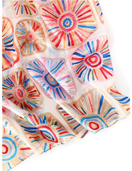 Pañuelo estampado metalizado efecto seda 70 X 180 CM