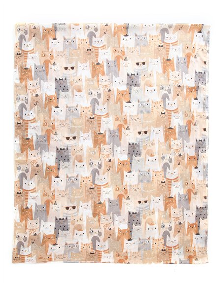 Pañuelo gatitos metalizados efecto seda 70 X 180 CM