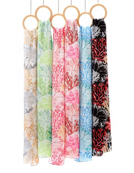 Pañuelo coral metalizado efecto seda 70 X 180 CM