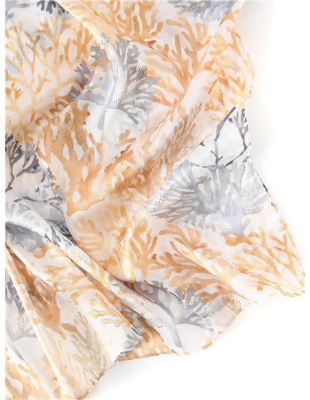 Pañuelo coral metalizado efecto seda 70 X 180 CM