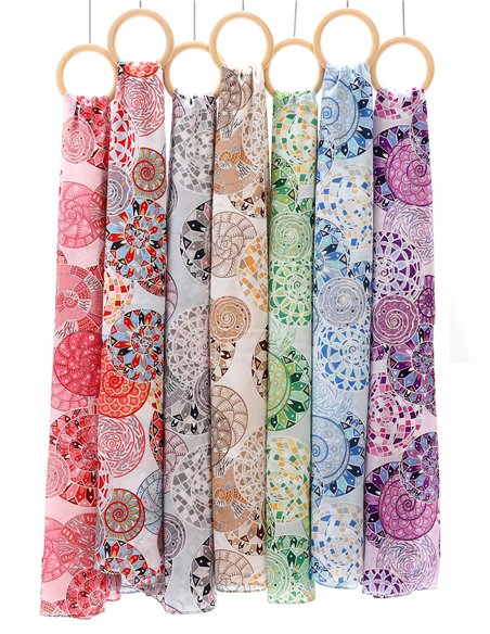 Metallic thread mandalas silk effect scarf 70 X 180 CM