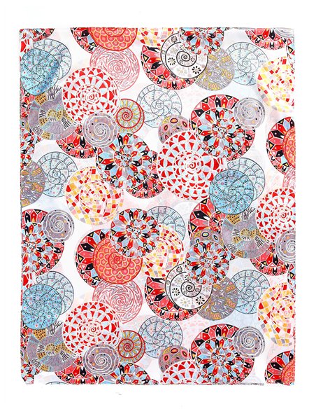 Metallic thread mandalas silk effect scarf 70 X 180 CM