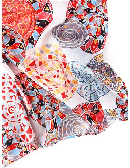 Metallic thread mandalas silk effect scarf 70 X 180 CM