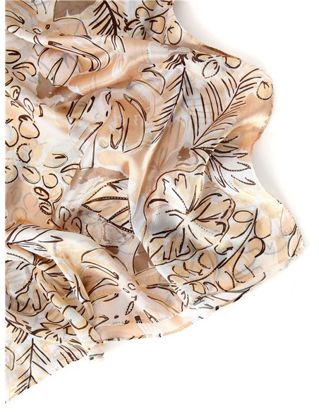 Pañuelo hojas metalizado efecto seda 70 X 180 CM
