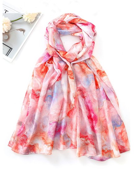 Pañuelo estampado metalizado efecto seda 70 X 180 CM