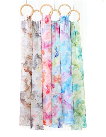 Pañuelo estampado metalizado efecto seda 70 X 180 CM