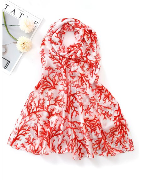 Pañuelo coral metalizado efecto seda 70 X 180 CM