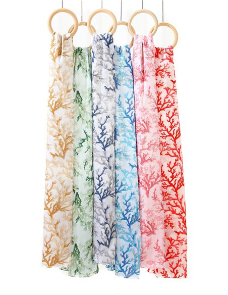 Pañuelo coral metalizado efecto seda 70 X 180 CM