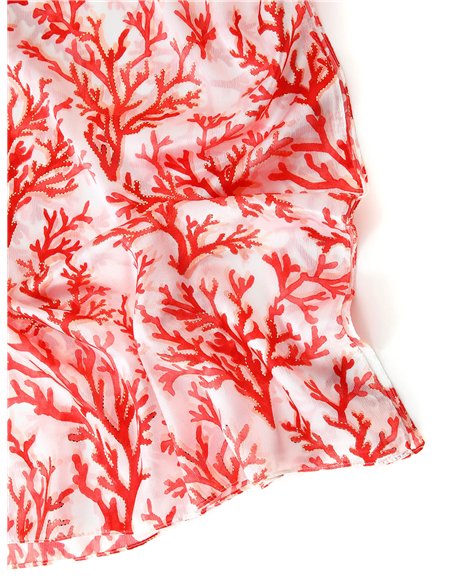 Pañuelo coral metalizado efecto seda 70 X 180 CM