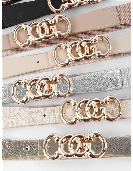 Cinturón elástico polipiel detalle metálico