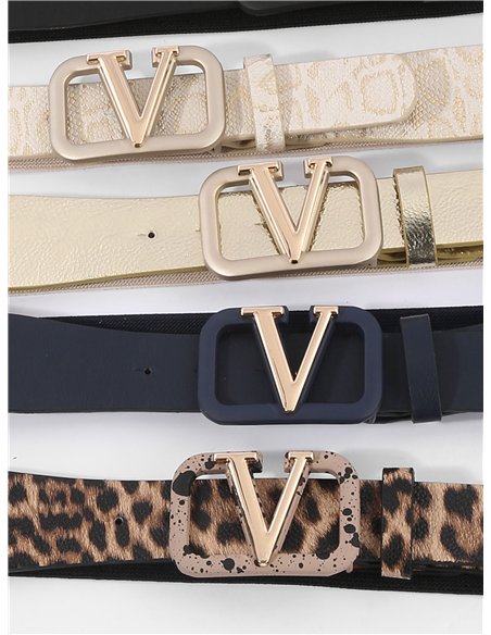 Cinturón elástico polipiel detalle metálico