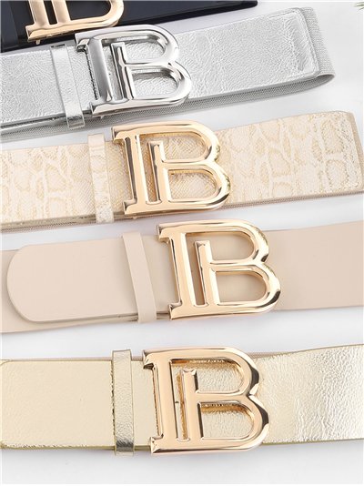 Cinturón elástico polipiel detalle metálico 2