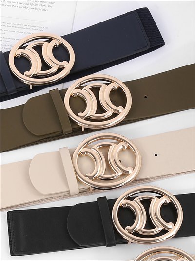 Cinturón elástico polipiel detalle metálico 2