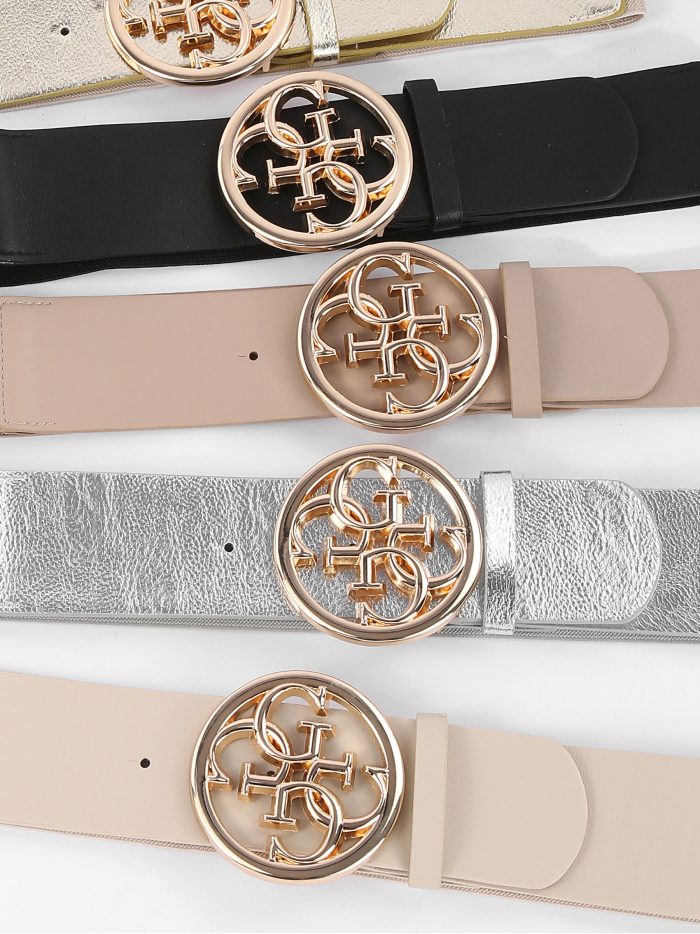 Cinturón elástico polipiel detalle metálico