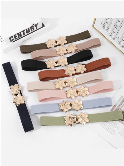 Cinturón elástico flores metálico