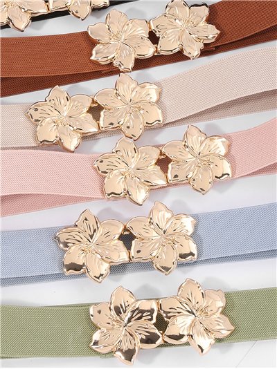 Cinturón elástico flores metálico 2