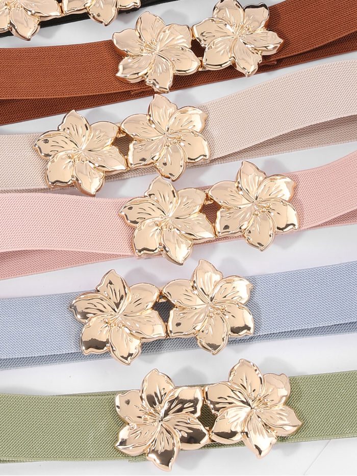 Cinturón elástico flores metálico