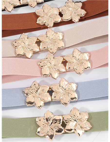 Cinturón elástico flores metálico