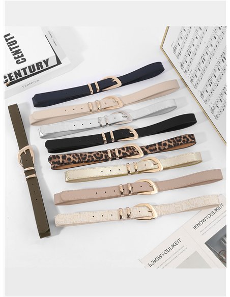 Cinturón polipiel detalle metálico