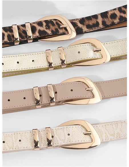 Cinturón polipiel detalle metálico