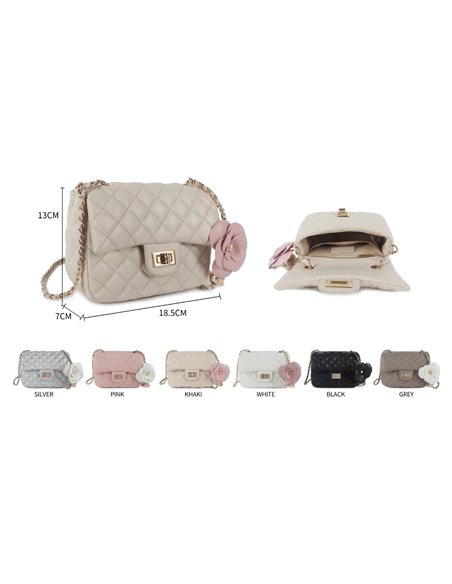 Mini bolso tote acolchado flor