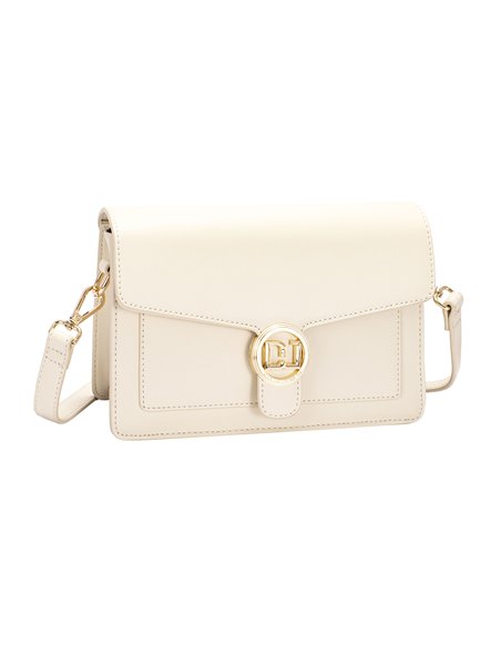 Bolso bandolera solapa detalle metálico coconut-cream