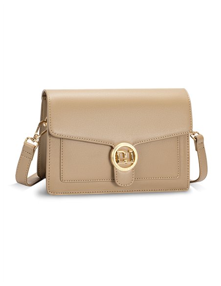 Bolso bandolera solapa detalle metálico taos-taupe