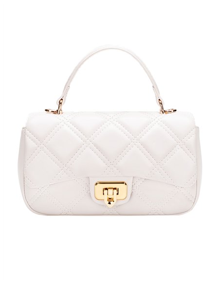 Mini bolso tote acolchado creamy-white